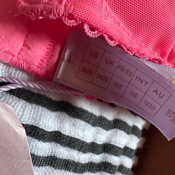 NWT Savage x Fenty Living in the Clouds Iridescent Lace Caged Demi Bra Pink 34DD - Picture 9 of 11